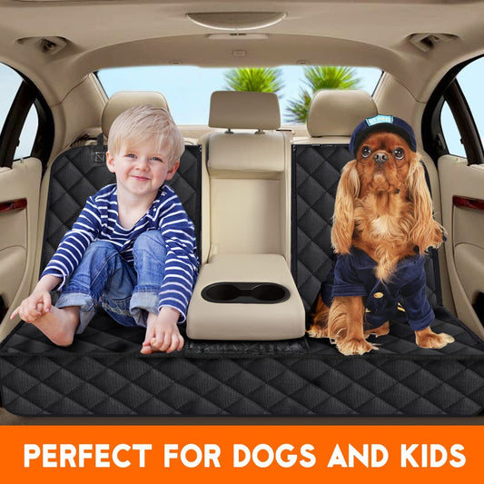 Dog Car Seat Cover, Back Seat Cover for Dogs Pet Car Seat Protector Waterproof Rear Seat Cover Durable Car Seat Cover, Fits Middle Armrest for Most Cars Suvs Trucks (53â Width)- Black