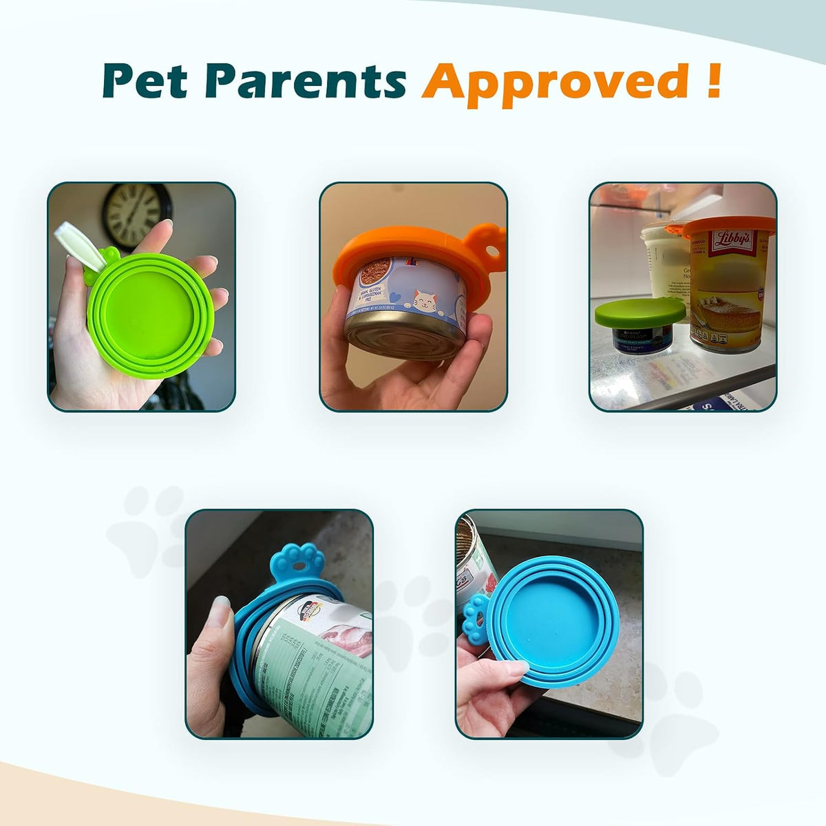 4 Pack Silicone Pet Can Cover Lids, Universal Size for Dog Cat Food, 1 Fit 3 Standard Size Can Tops, BPA Free Dishwasher Safe (Blue, Green, Orange, Pink)