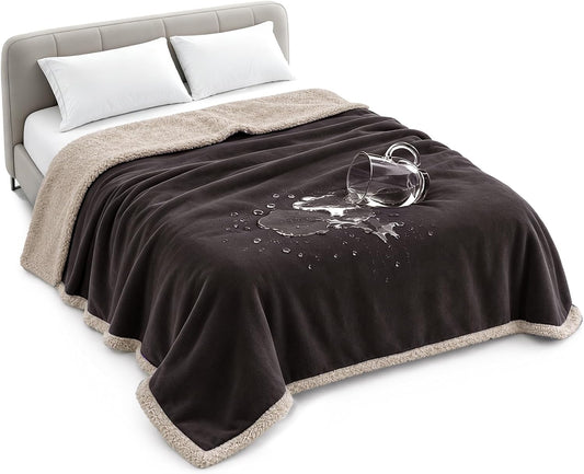 Waterproof Blanket for Bed, Reversible Leakproof Throw | 60 X 80 Inch, Brown, Washable Protector Cover for Couch and Sofa, Stain Proof Blanket for Pets, Kids and Everyday Spills