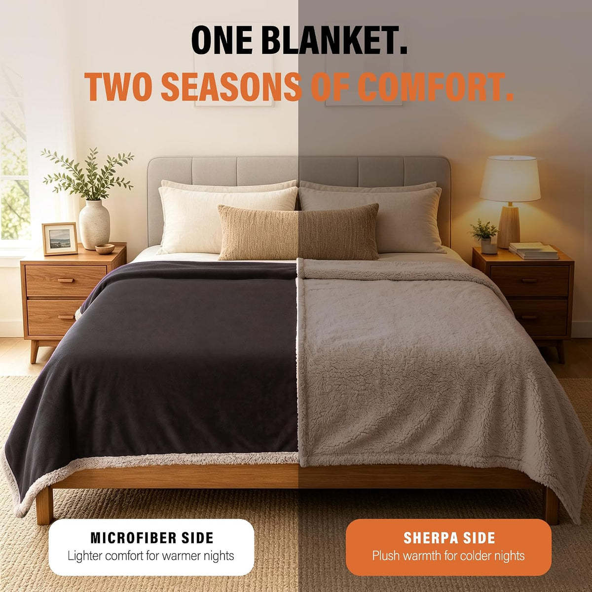 Waterproof Blanket for Bed, Reversible Leakproof Throw | 60 X 80 Inch, Brown, Washable Protector Cover for Couch and Sofa, Stain Proof Blanket for Pets, Kids and Everyday Spills